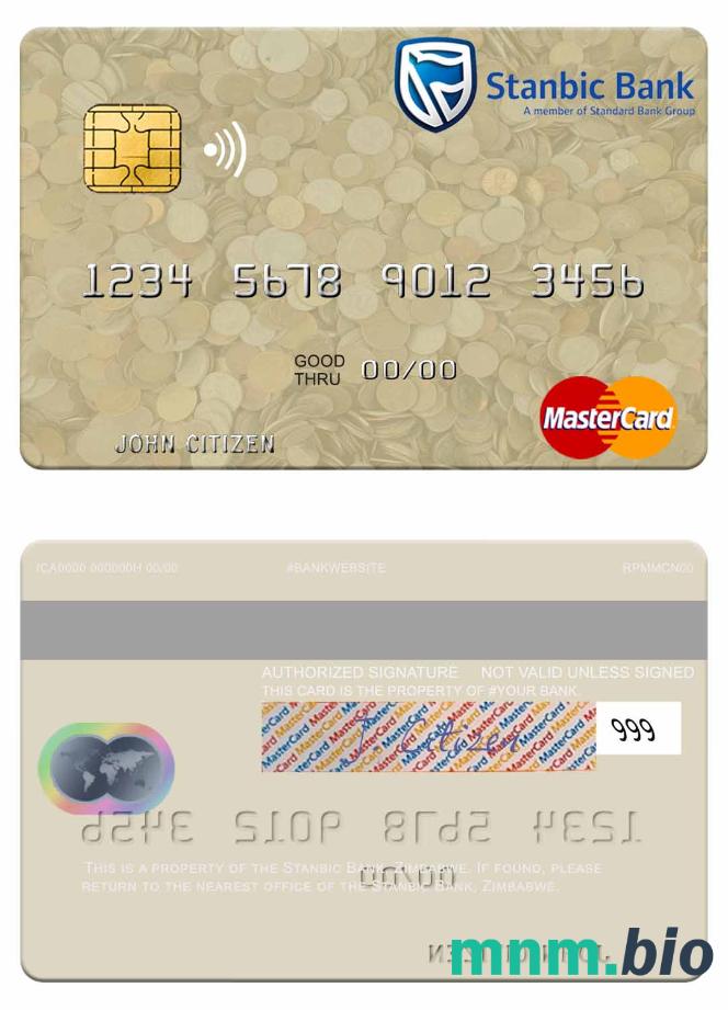 Zimbabwe Stanbic Bank przykład karty mastercard w formacie PSD